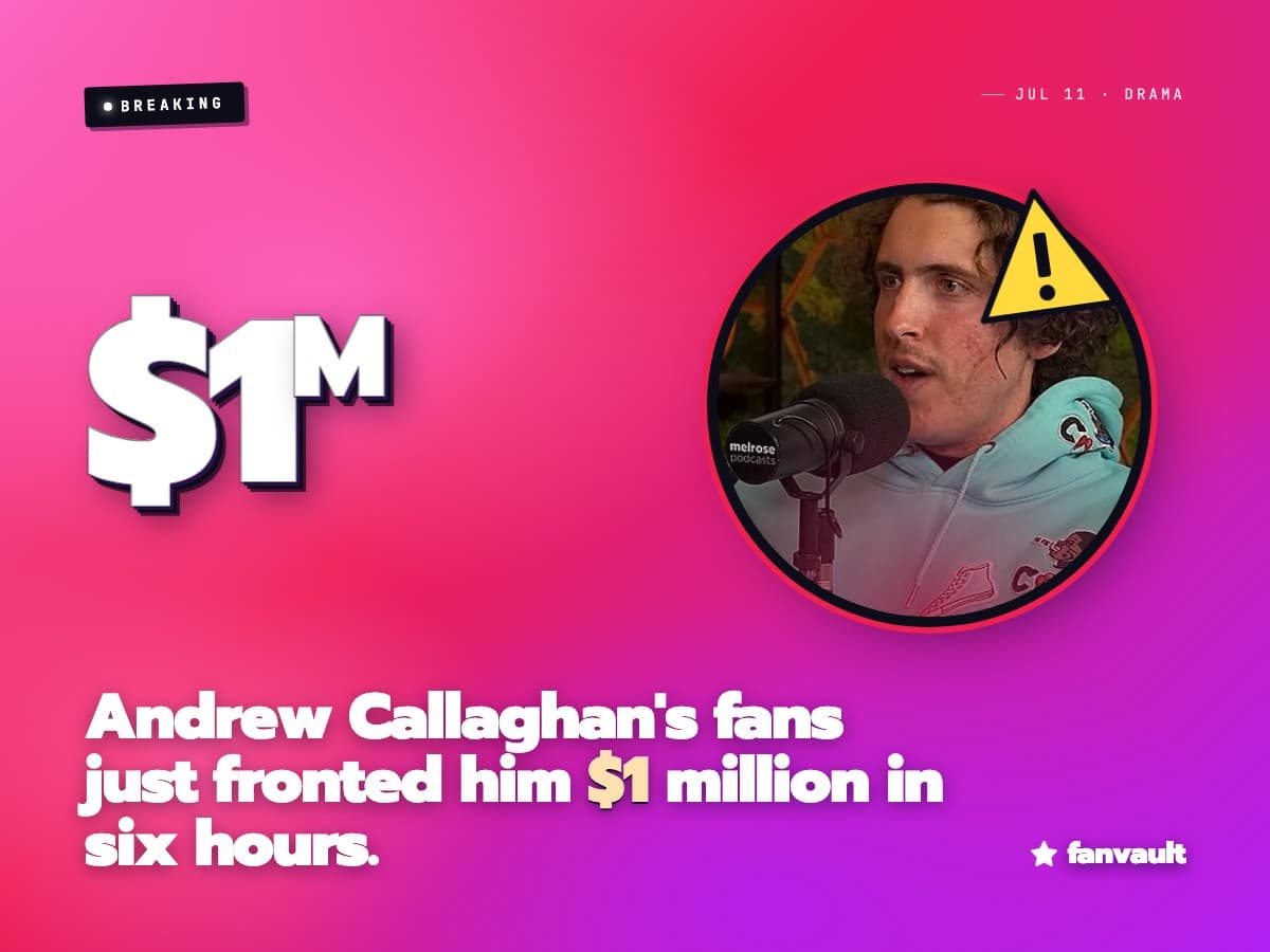Andrew Callaghan's fans just fronted him $1 million in six hours.