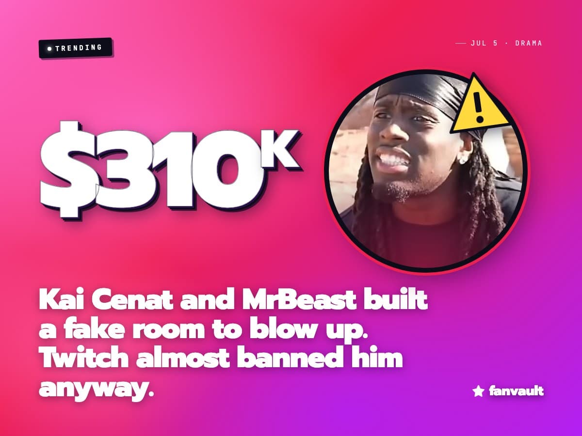Kai Cenat and MrBeast built a fake room to blow up. Twitch almost banned him anyway.