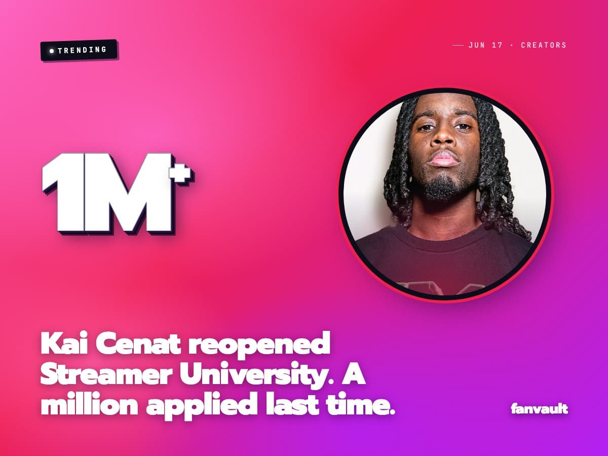 Kai Cenat reopened Streamer University. A million applied last time.