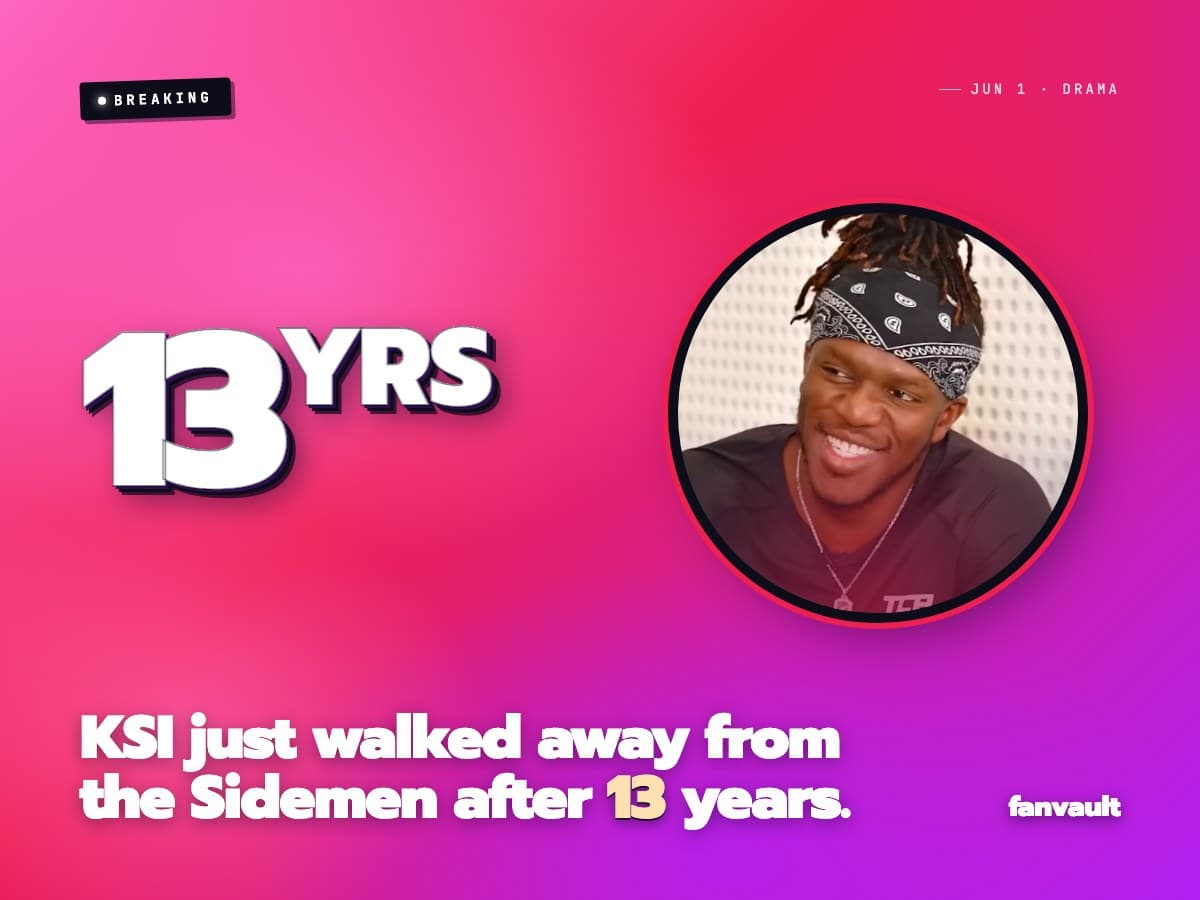 KSI just walked away from the Sidemen after 13 years.