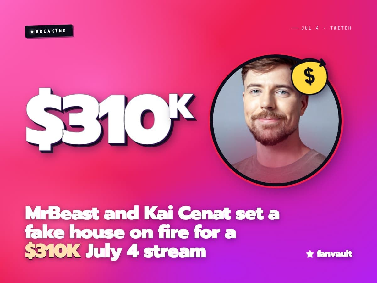 MrBeast and Kai Cenat set a fake house on fire for a $310K July 4 stream
